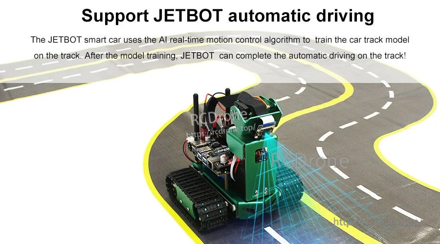 JETBOT-style AI smart car training and running autonomous driving on the visual track map