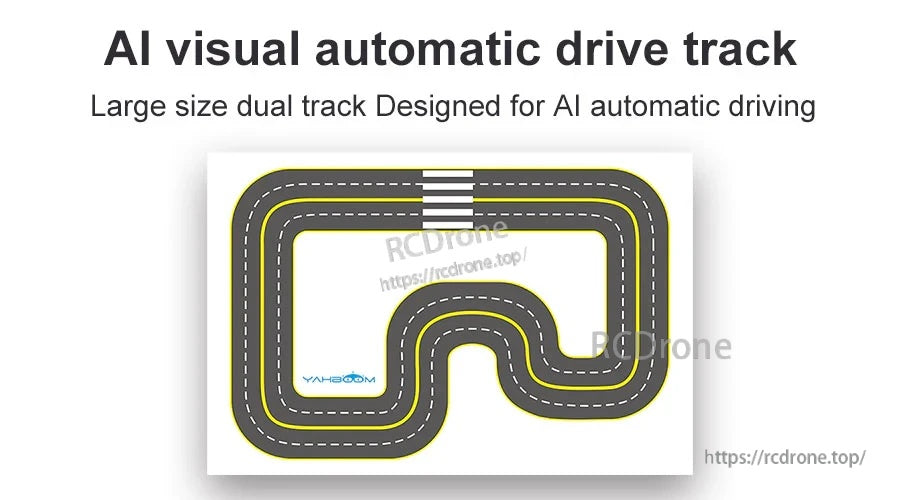 Yahboom AI visual automatic drive track map, large dual-track layout with dotted center line and yellow edges