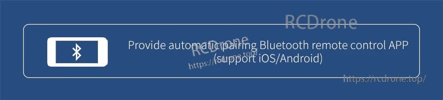 Banner highlighting automatic pairing Bluetooth remote control app support for iOS and Android