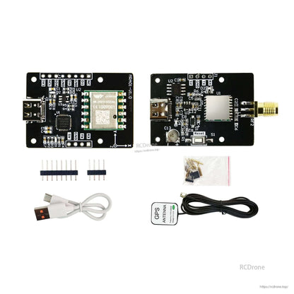 Two IMU boards with included USB cable, pin headers, small parts bag, and GPS-labeled cable