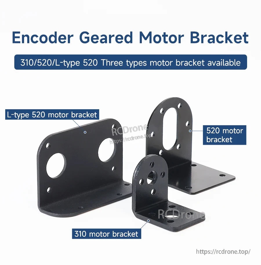 Yahboom encoder geared motor brackets kit with 310, 520 and L-type 520 mounting plates (black)