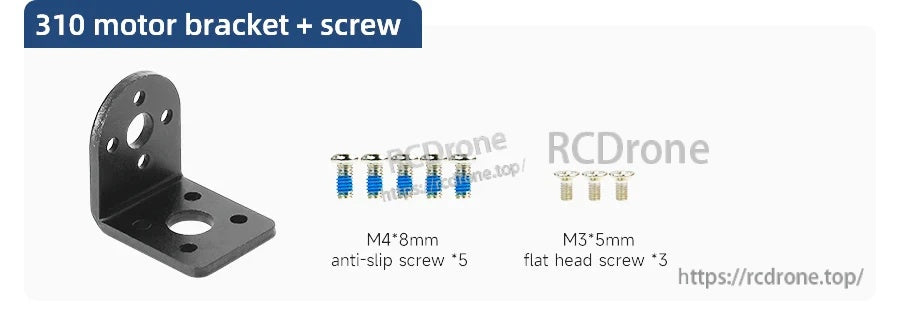 310 encoder motor bracket package: bracket with M4×8 anti-slip screws and M3×5 flat head screws
