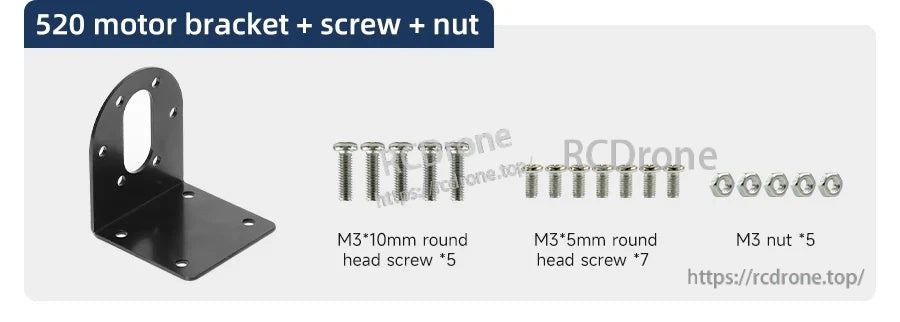 520 encoder motor bracket package with M3 round head screws and matching M3 nuts (hardware included)