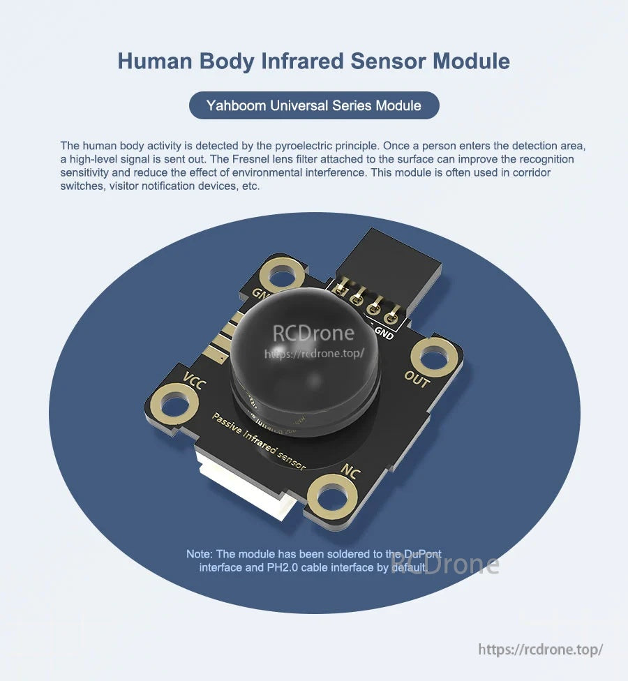 Yahboom YB-HMV14 PIR Human Body Infrared Sensor module with Fresnel lens and 3 connection options