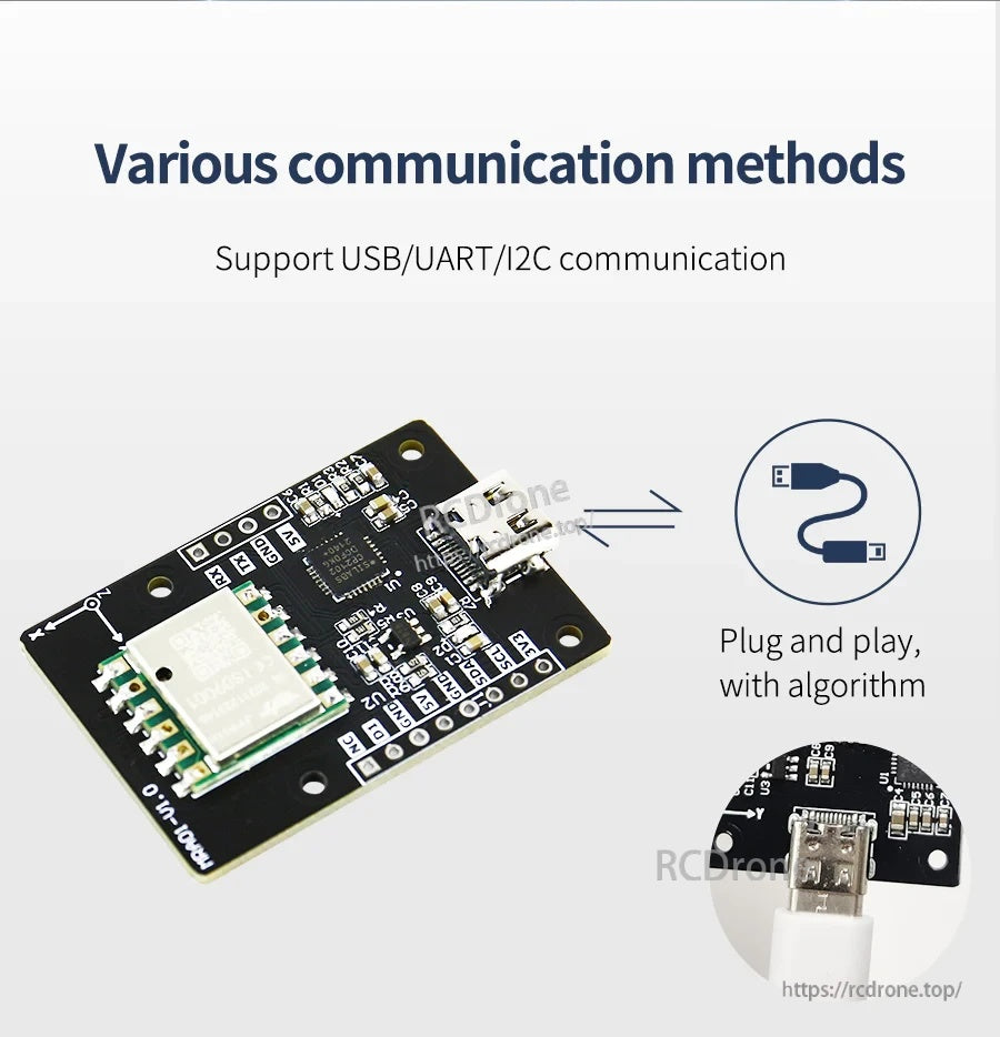 Yahboom CMP10A IMU sensor module board with micro USB port and headers, supporting USB, UART and I2C communication