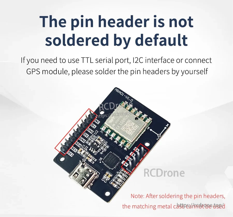 Yahboom CMP10A 10-axis IMU sensor board with micro USB port and unsoldered pin header area for I2C/TTL use