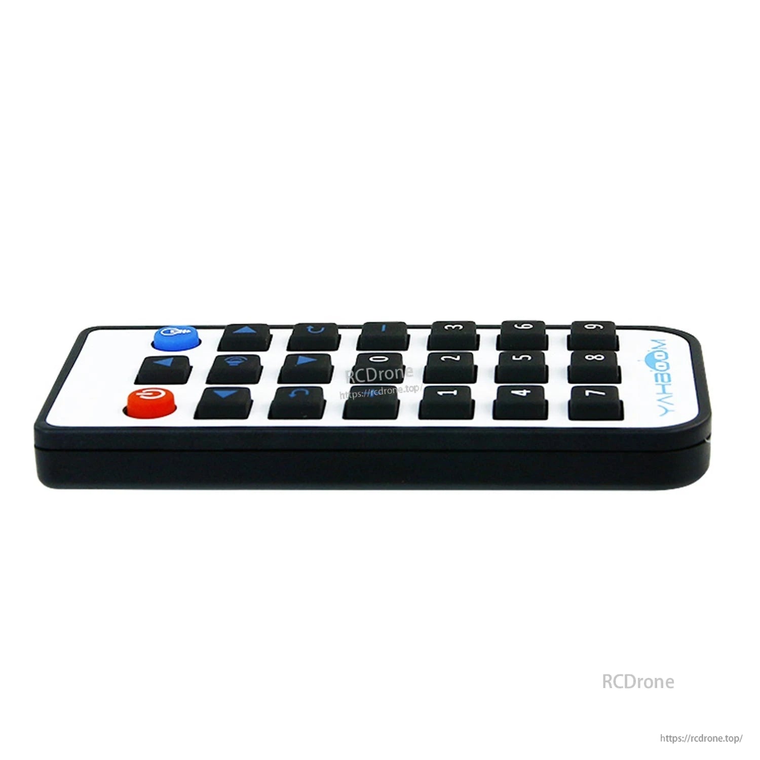 Yahboom infrared remote controller with numeric keypad, arrow buttons, and red power button in slim black case