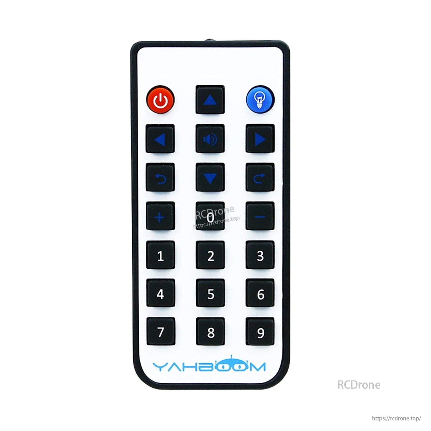 Yahboom infrared remote controller with power, navigation, volume, and numeric keypad buttons