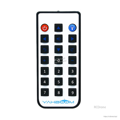 Yahboom infrared remote controller with power, navigation, volume, and numeric keypad buttons