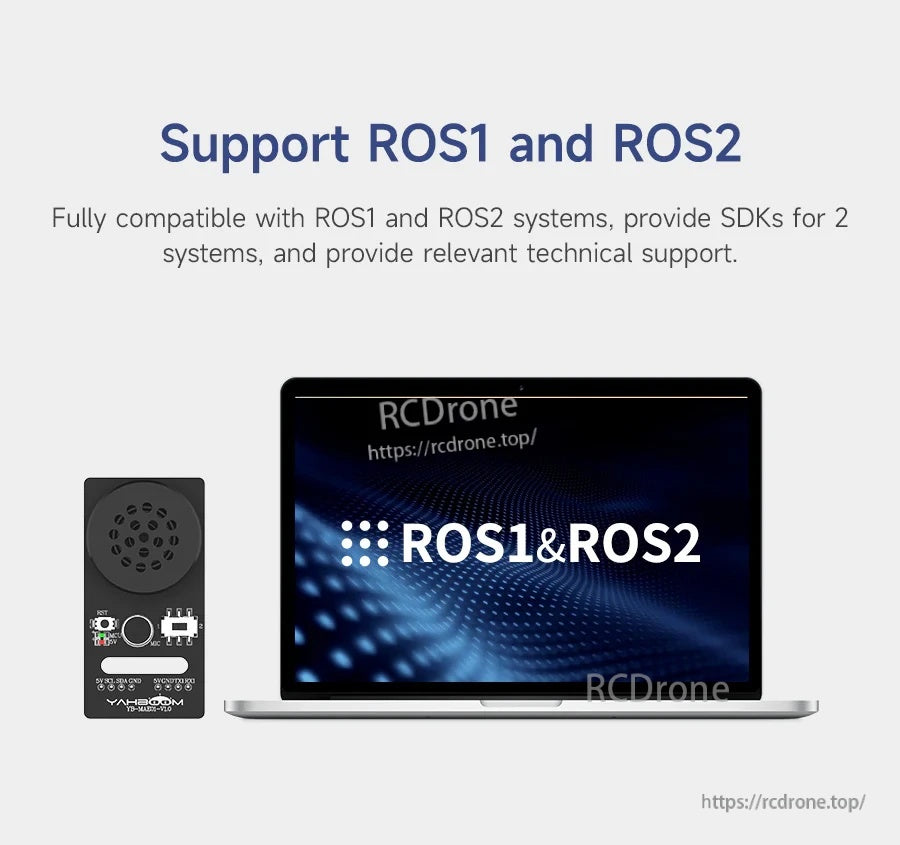 ROS1 and ROS2 support graphic for integrating the voice interaction module into ROS-based robotics projects