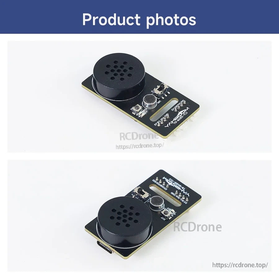 Yahboom CI1302 voice interaction module PCB with round speaker grille and USB-C port on a compact board