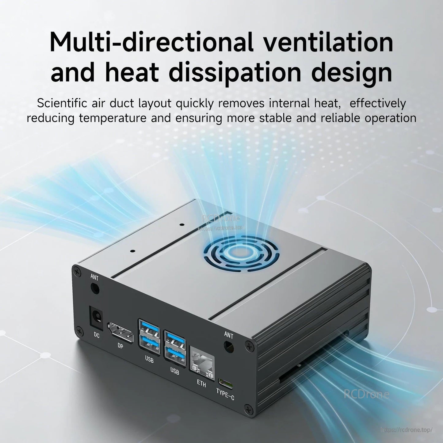 Yahboom Jetson Orin Aluminum Alloy Case ventilation and top fan grille heat dissipation design graphic