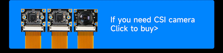 CSI camera accessory banner with flex-cable modules; camera accessories are optional and sold separately