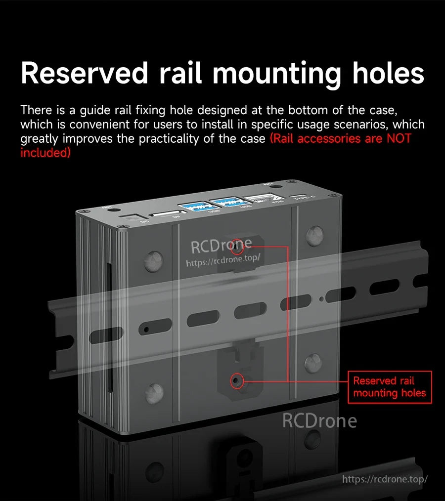 Reserved rail mounting holes on the case bottom for guide-rail installation (rail accessories not included)