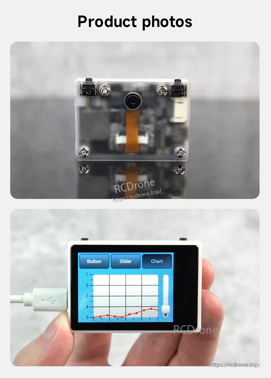 Yahboom K210 vision recognition module with OV2640 camera in clear case and 2.0-inch touch LCD display