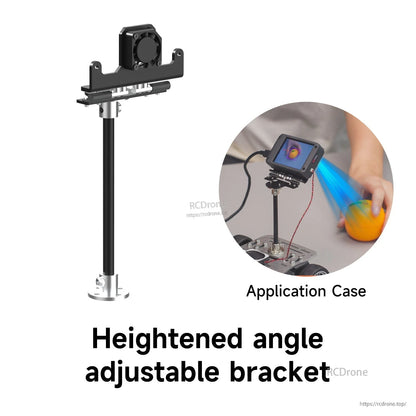 Heightened angle adjustable bracket application case with raised pole mount example