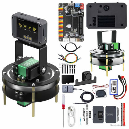 Yahboom K230 AI vision camera kit with screen module, controller board, battery pack, cables, and mounting hardware
