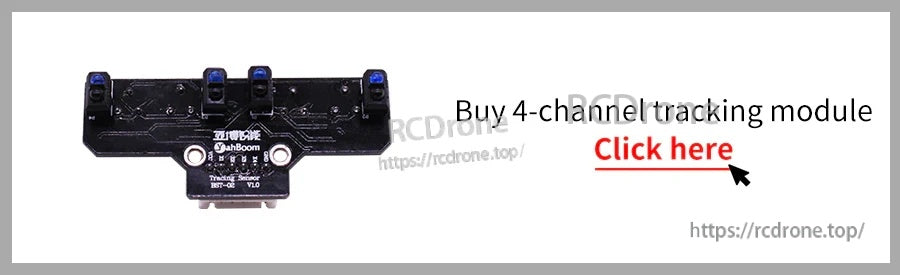 Banner for purchasing a 4‑channel line tracking module accessory with sensor array board