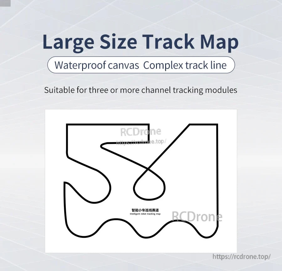 Yahboom large size tracking map overview with complex 2 cm black line route, suitable for 3+ channel tracking modules