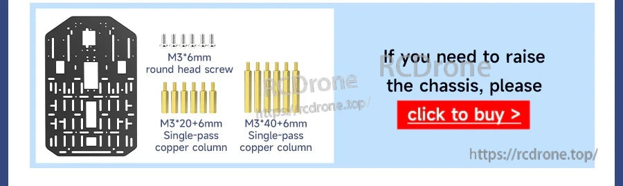 Hardware pack for raising the chassis height with screws and copper standoffs (M3 sizes)