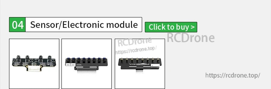 Sensor/electronic module boards with pin headers and connectors, shown as accessory parts for a smart robot kit