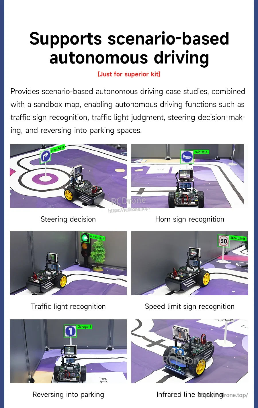 Yahboom MSPM0G3507 smart robot car demonstrating autonomous driving scenes like sign recognition and line tracking