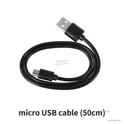 Black USB-A to micro USB cable, 50cm length, coiled product view