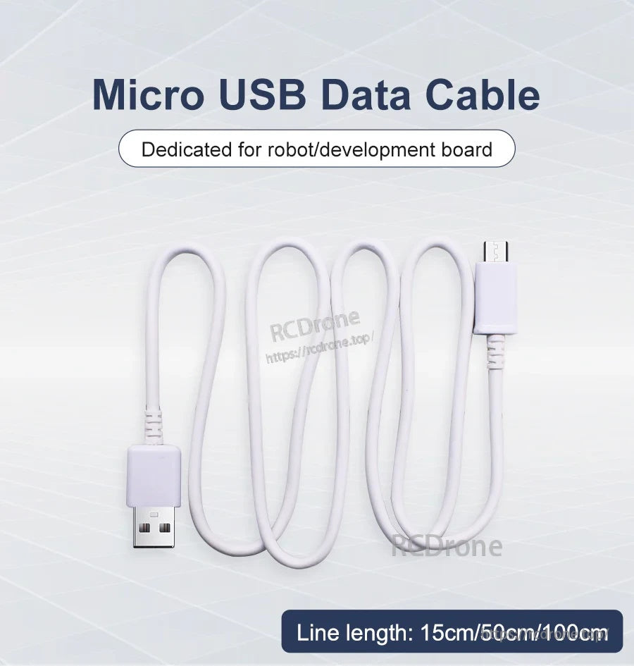 Yahboom Micro USB data cable for robot and development boards, USB‑A to Micro USB, 15/50/100 cm options