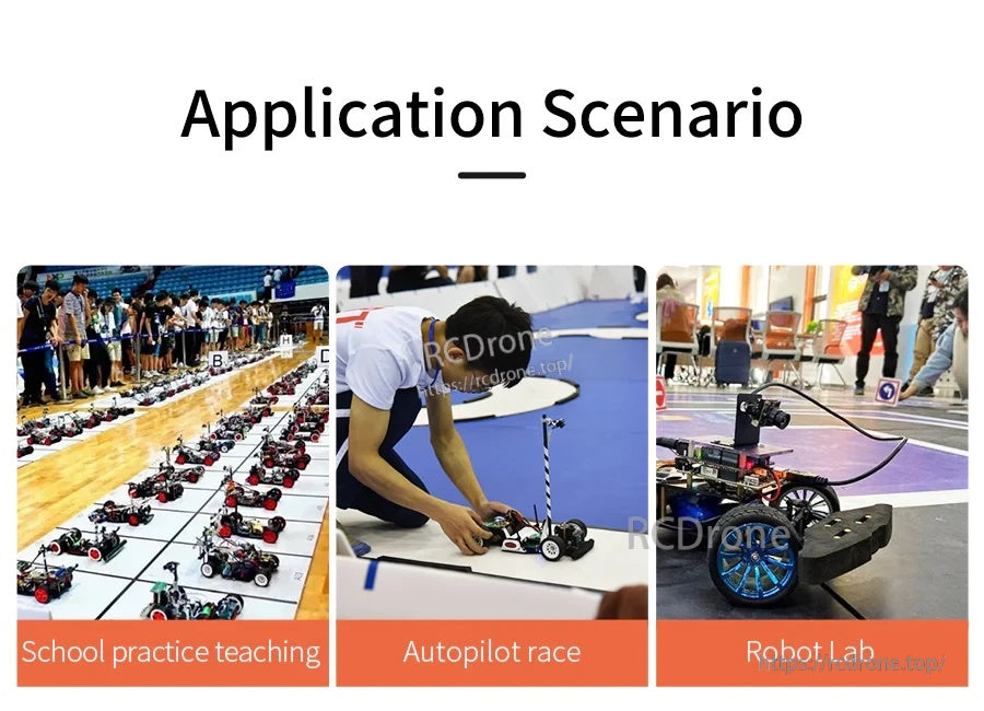 Application scenarios for Yahboom robot car tracking map, with robot cars used for teaching practice, races, and lab work