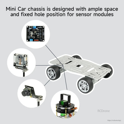 Yahboom Mini Wheeled Robot chassis graphic showing mounting space and example sensor module positions
