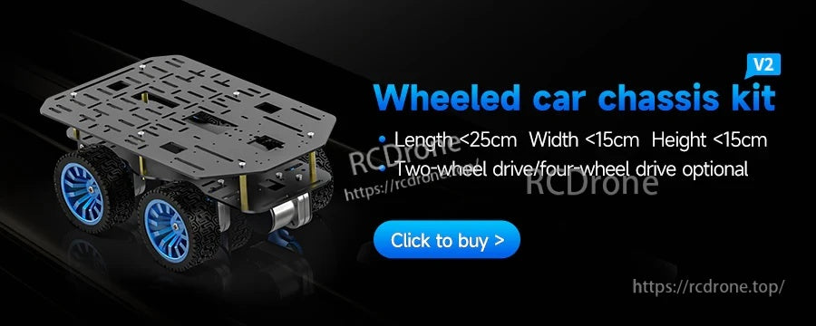 Yahboom Mini Wheeled Robot aluminum alloy wheeled car chassis kit, compact race-ready platform (V2)