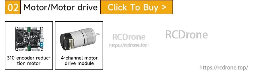 Motor and drive options list: 310 encoder reduction motor and 4-channel motor drive module accessories