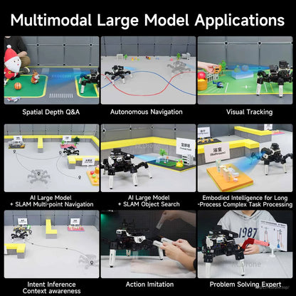 Multimodal large model applications collage: depth Q&A, navigation, tracking, object search, imitation, problem solving