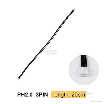 PH2.0 3-pin connector cable, 20 cm length, black wire with white plug detail inset