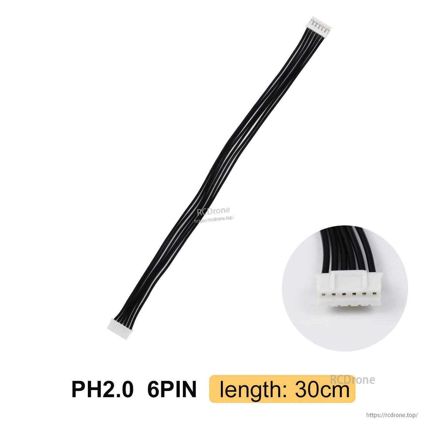 Yahboom PH2.0 anti-reverse connector cable 6-pin, 30 cm length, plug detail inset