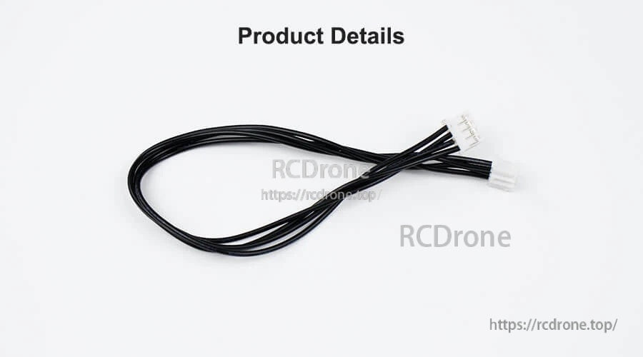 Coiled PH2.0 anti-reverse connector cable with black wires and white keyed plugs on both ends