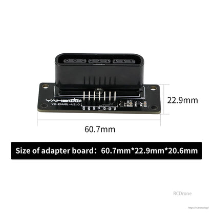 Yahboom receiver adapter board size diagram, 60.7mm by 22.9mm PCB with connector header