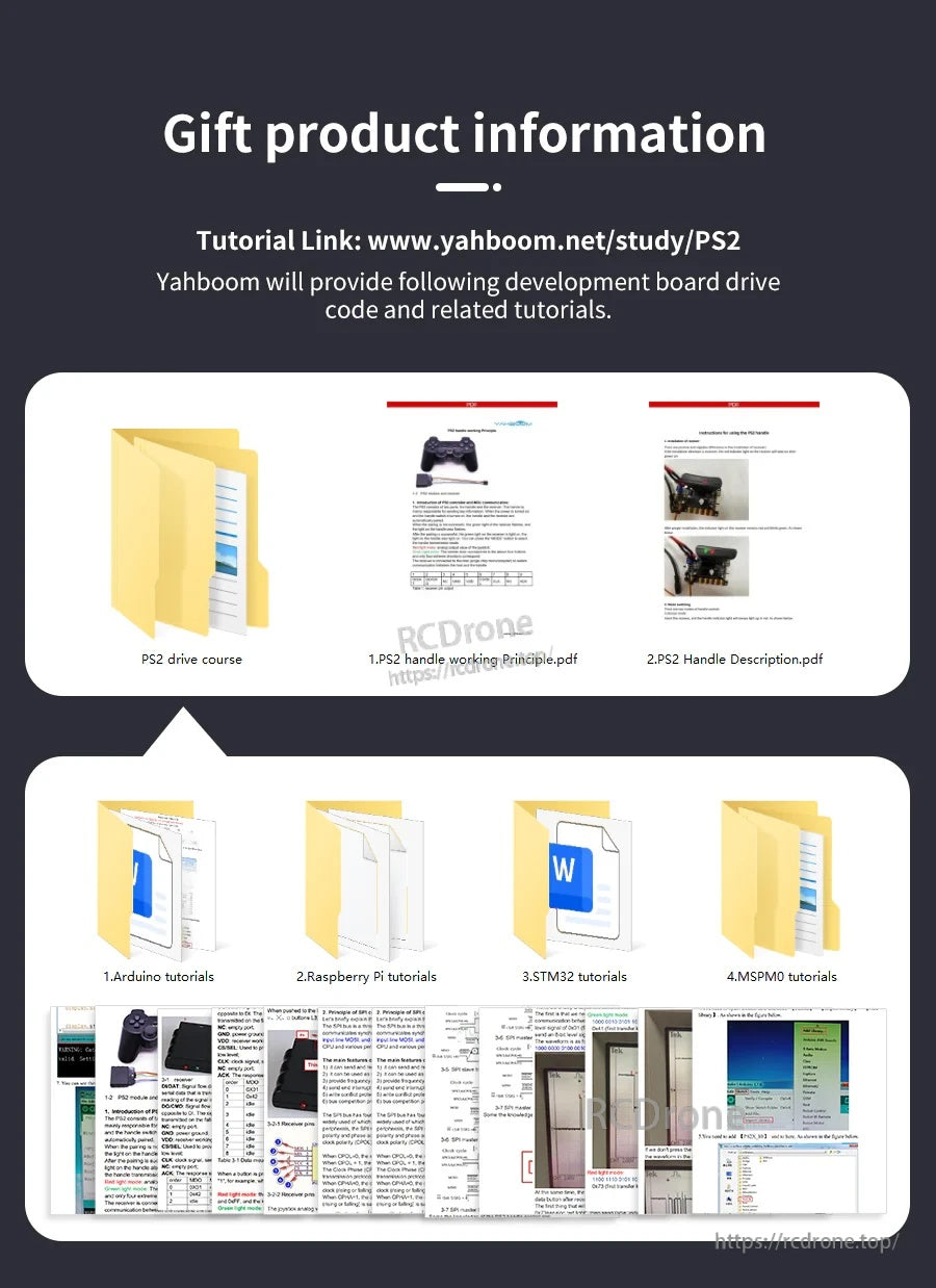 Tutorial link and downloadable documents for Yahboom PS2 handle controller development resources