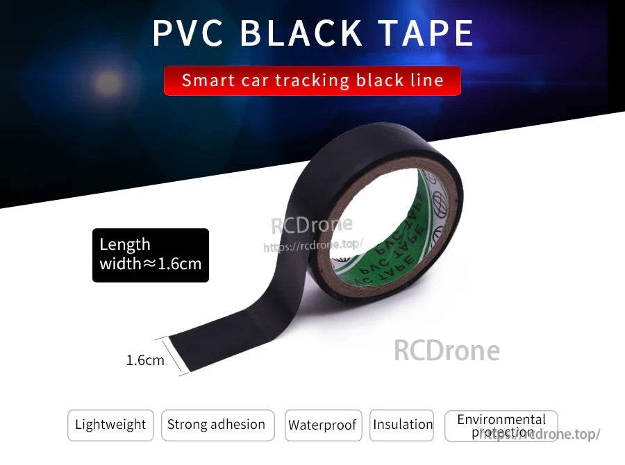 Yahboom PVC black tape roll for smart car line tracking, waterproof insulating adhesive tape, 1.6 cm wide