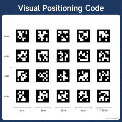 Visual positioning code markers set, 6 cm black-and-white square tags for robot navigation
