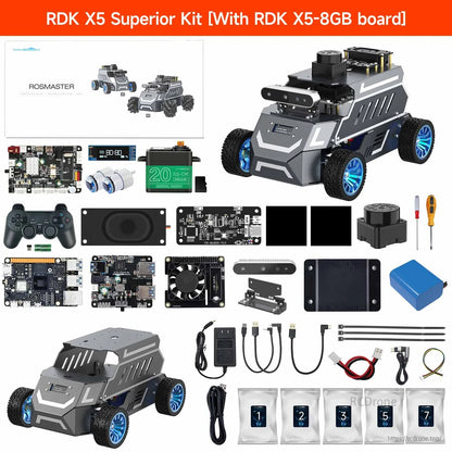 Yahboom ROSMASTER A1 ROS2 Robot, Yahboom ROSMASTER A1 robot car kit with assembled chassis, controller, boards, battery, sensors, cables an.