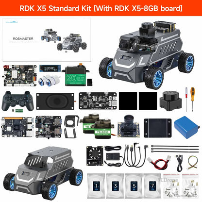 Yahboom ROSMASTER A1 ROS2 robot car kit with RDK X5-8GB board, controller, camera module and chassis parts