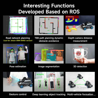 ROS-based functions collage: path planning, depth measurement, pose estimation, segmentation, gesture control