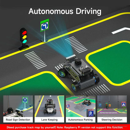 Yahboom ROSMASTER A1 ROS2 robot autonomous driving demo with road sign detection and lane keeping