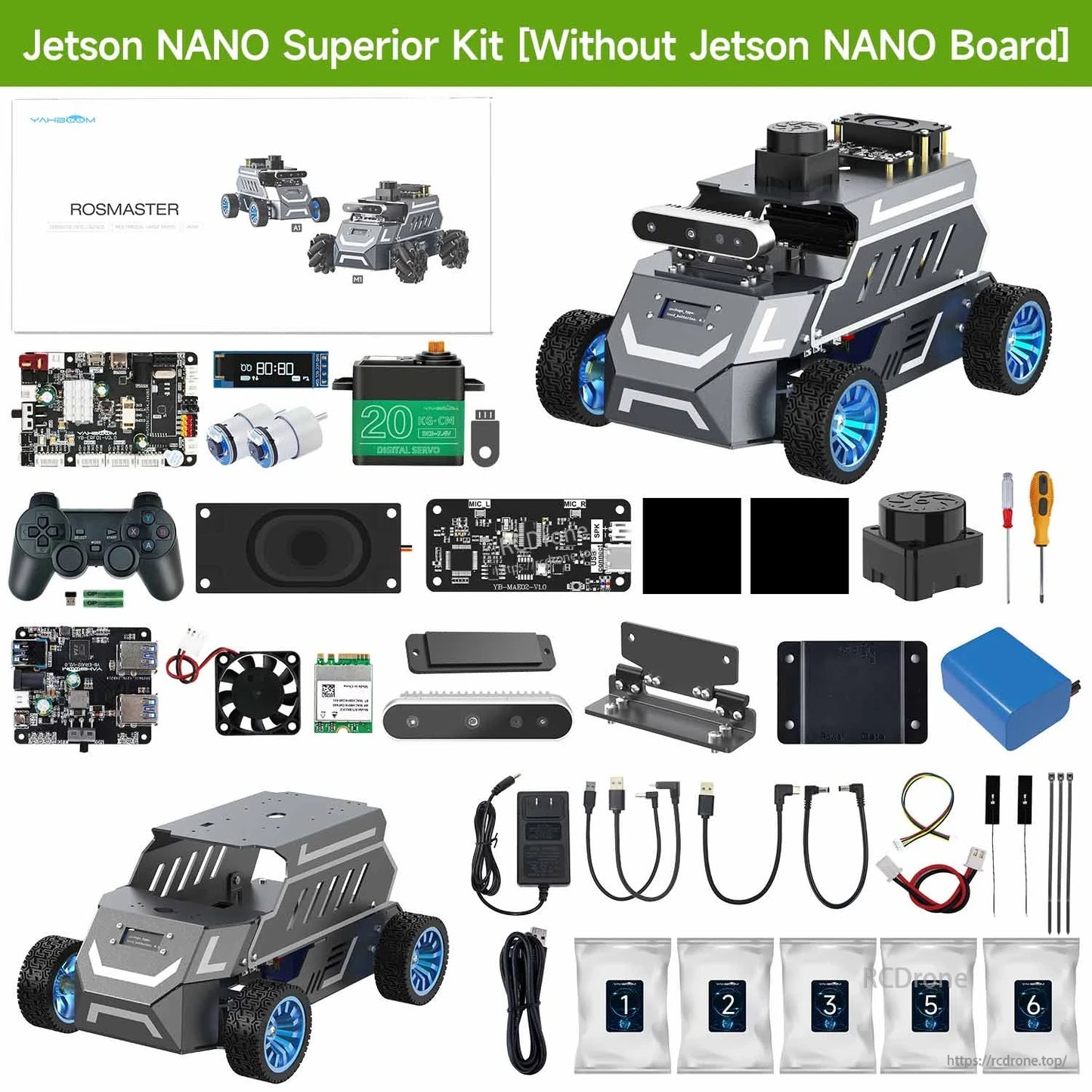 Yahboom ROSMASTER A1 ROS2 Robot, Yahboom ROSMASTER A1 Jetson Nano robot car kit without Nano board, with chassis, wheels, boards, cables an.