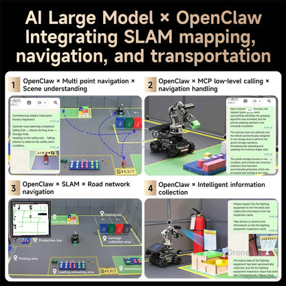 OpenClaw large model use cases for SLAM mapping, navigation, and transport with multi-point and road network demos