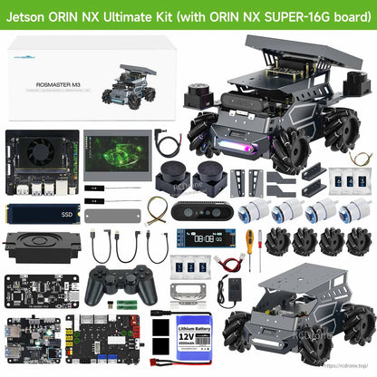 Yahboom ROSMASTER M3 ROS2 AI Large Model Robot, Yahboom ROSMASTER M3 ROS2 robot kit with assembled rover chassis, Jetson ORIN NX board, cam.