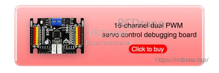 16-channel dual-PWM servo control debugging board with pin headers and power terminals