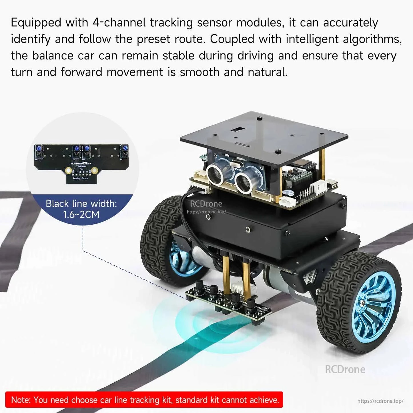 4-channel line tracking sensor module under chassis following black line (1.6–2 cm width)