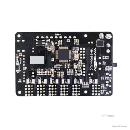 Rear view of Yahboom 24-channel PWM servo control board showing STM32 MCU and solder pads